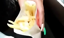 Epigrammatic french fries at hand mayonnaise