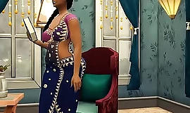 Rondborstige tante Shweta in een sari - deel 1 deel 1